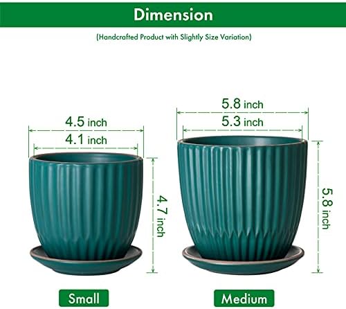 D'vine Dev 2-Pack Stoneware Planter Pots, 4.5/5.8 in, Deep Teal, 99-D-4 - Image 3