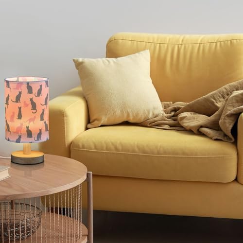 Cute Kittens Sitting in Different Poses Silhouette Bedside Table Lamps with USB Port for Bedroom Lamp Accent Table Lamp Small Nightstand Lamp Linen Shade Decorative Lamps for Kids|Reading|Dome|Home - Image 2