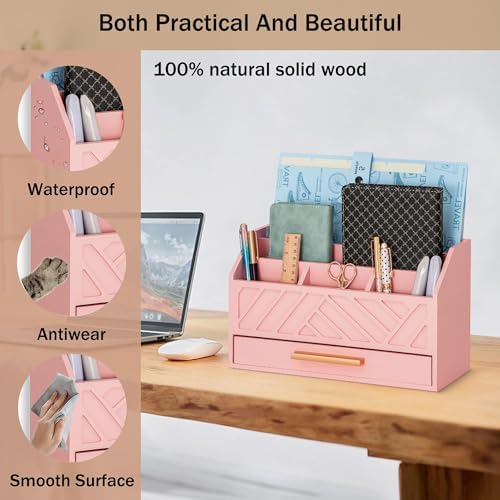 Desk Organizer with Drawer, Countertop Bill Mail Organizer and File Storage - Image 3