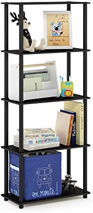Furinno TURN-N-TUBE Storage Shelves, 5-Tier Book Shelf, Corner Shelf, Toolless Open Shelves, for Organization and Storage, Living Room, Garage, Home Office, Americano by Furinno-FitsYourSpaceFitsYourBudget
