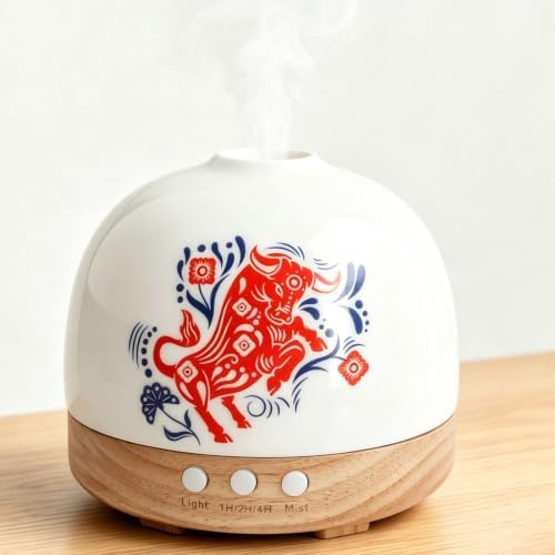 300ML Diffuser Ceramic Aroma Oil Diffusers Home,White/red by Slmiracle