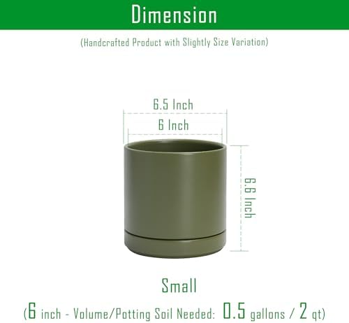 D'vine Dev 6.5 Inch Ceramic Planter Pot, Olive, 94-O-C-J - Image 3