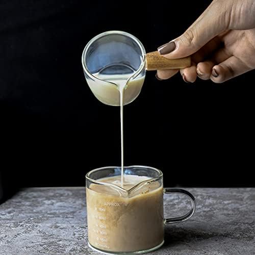 Thickened Glass with Wooden Handle Espresso Cup Mini Milk Cup Espresso Cup (100ML) - Image 2