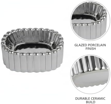 Modern Minimalist Glazed Porcelain Valet Tray, Decorative Catchall Dish for Rings and Keys, Compact Vanity Organizer, 7.9 x 5.1 x 3.3 Inches - Image 6