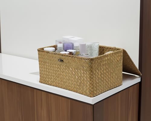 Seagrass Wicker Storage Basket with Lid, X-Large, Natural - Image 4