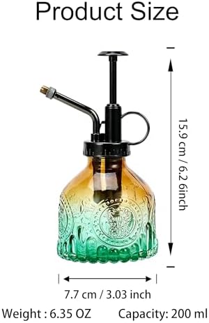 Glass Plant Mister Spray Bottle, 200ML Vintage Plant Spritzer, Succulent Watering Bottle Glass with Top Pump, Small Plants Sprayer Watering Can for Indoor Outdoor House(Brown Green) - Image 3