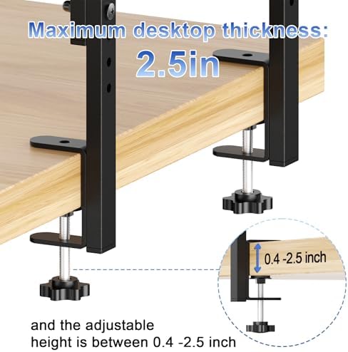 Spacrea Clamp on Desk Shelf, 2 Tier Office Desk Shelves Organizer, Wood Desktop Supplies Storage Rack, Desk Organizers and Accessories (Wood) - Image 5