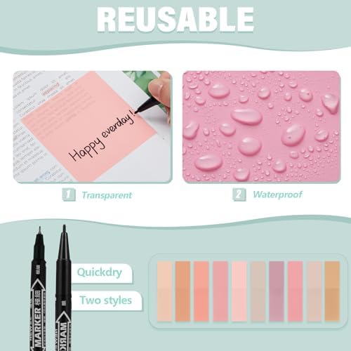 Jutom 38 Pcs Book Annotation Kit for Bible Study, Pink Series, Square - Image 6