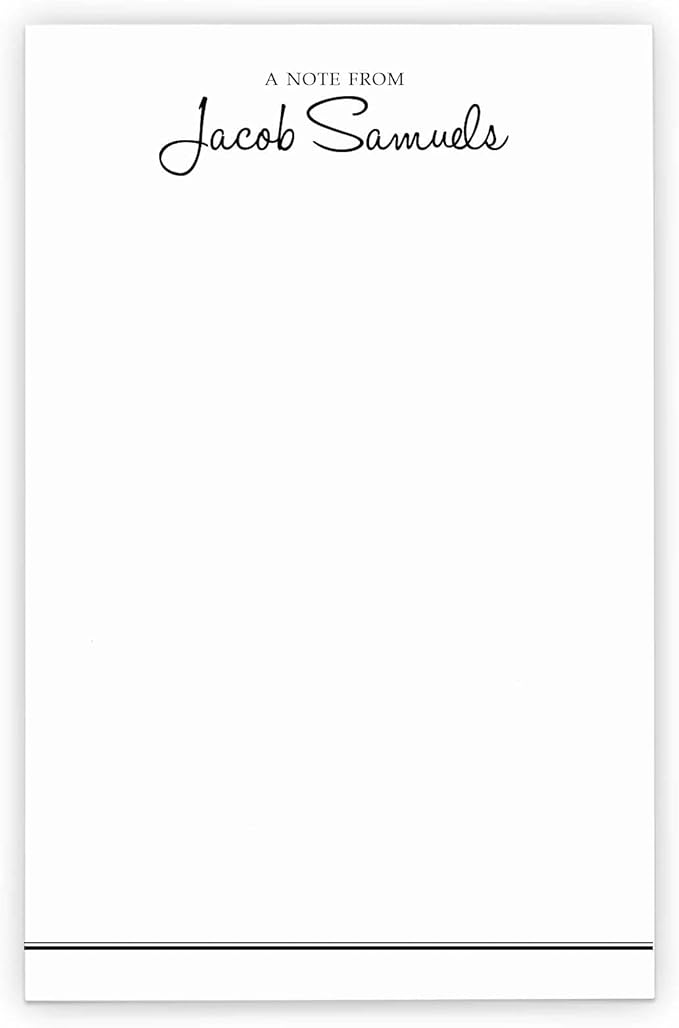 A Note From Personalized Notepad, Notepads for men, Personalized Notepad Set for Men, Professional notepad, Letter writing paper, size 5.5in x 8.5in, 50 sheets