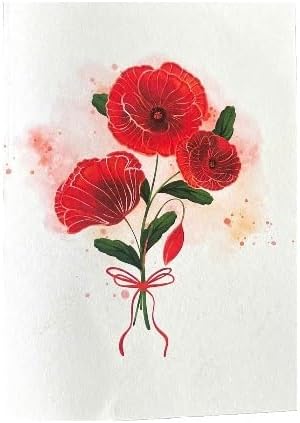 3D Red Pansy Pop-up Card, 3d Birthday Card, Thinking of You, Happy Mother Day, All Occasions, F53