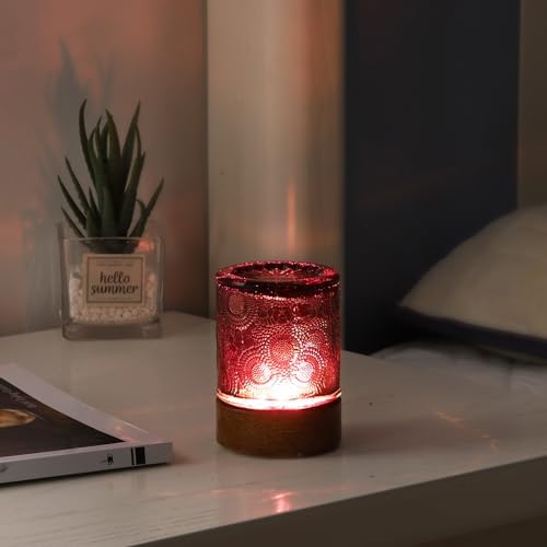 Mini Soft Warm Light Lamp Battery Operated Portable Night Light with Timer, Small Glass Vintage Dim Sleep Nightlights, Battery Powered Wireless Night Lights for Adults (1), Purple, M2-1-2 by Unknown