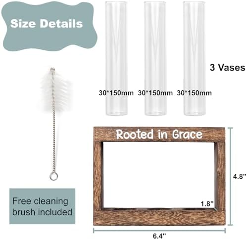Rooted in Grace Propagation Station – Wooden Plant Holder with 3 Glass Vases, Indoor Rooting Station for Cuttings, Christian-Inspired Gift for Women, Birthday, Housewarming, Plant Lover Décor - Image 2