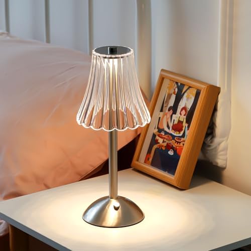 Liliful 1 Pcs Cordless Table Lamp LED Touch, Silver, Rose Style - Image 5