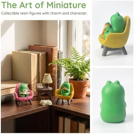 Miniature Frog Set with Sofa, cat, and Desk lamp - Cute Desk Accessories for Office Desk Decor and Home Display, Perfect as Desk Pets or Flower Frog - Image 4