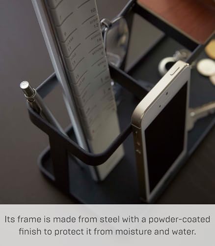 YAMAZAKI Home Tower Desk Bar - Wood & Steel Organizer - Steel - Image 5