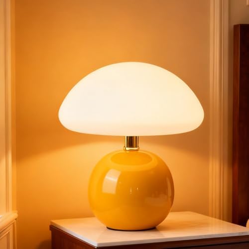 LONRISWAY Mushroom Lamp Table Lamp for Bedroom,Desk Bedside Small Lamps for Living Room Night Stands,Mushroom Decor Cute Mini Modern Mid Century Lamps,Unique Aesthetic Home Living Room Decor by LONRISWAY