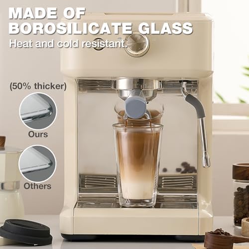 Qipecedm® 2 Packs Double Walled Glass Coffee Mugs with Silicone Lids, 12 OZ Reusable Glass Coffee Cups, Insulated Coffee Mugs, Cappuccino,Tea,Latte,Iced Coffee Cups, Glass Travel Mug, Heat Resistant - Image 4