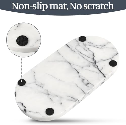 Koville Natural Marble Tray, 12"x6" Decorative Tray for Countertop, Catchall for Perfume, Candles, Jewelry Dish Milas Lilac - Image 6