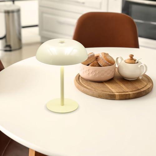 Cordless LED Mushroom Table Lamp, 5200mAh Battery, Dimmable 3 Color, White - Image 4