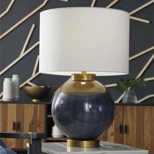 Signature Design by Ashley Table Lamp, Retro Blue with Gold Base - Image 2