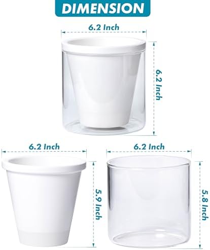 D'vine Dev Self-Watering White Terracotta Planter Pot, 6 in, 37-X-B-2 - Image 3