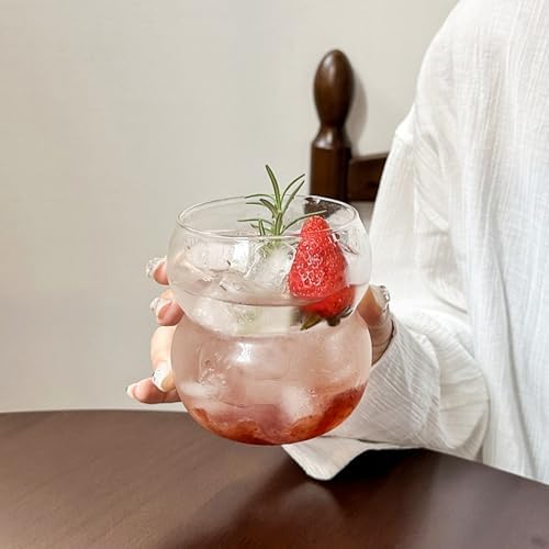 Ribbed Glassware Water Tumbler, Wave Bubble Glasses Tumbler, Aesthetic Ripple Glass Tumbler,Cute Glass Tumbler for Iced Coffee Juice Drink Milk Tea,Beer, Coctail (small wave-big mouth) by Dxmimer
