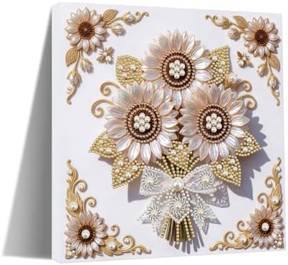 5D DIY Pearl Painting with Frame Floral Theme Handmade Healing Home Wall Decoration Creative 9.84x9.84in Tools -Flower-3 by Artiphile