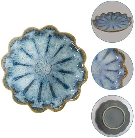 Lotus Ceramic Jewelry Tray, Small Trinket Jewelry Ring Holder Organizing Dish, for Parents Daughter Friends Sister, Birthday Gifts for Women, Retro Blue - Image 2