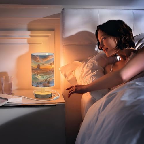 Besides Lamps Nightstand Lamp National Park Print with Wooden Base USB for Bedroom (Non-Removable) 5.12x9.7 in - Image 7