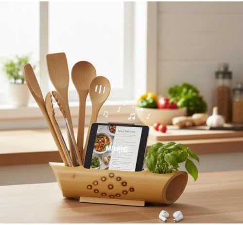 Bamboo Desk Organizer with Phone Stand Pen Holder Desktop Storage Caddy for Office Home Workspace Supplies Accessories - Image 4