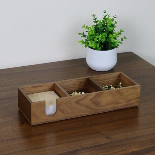 MultiBey 3 in1 Walnut Wooden Sticky Note Holder, 12" x 4.3" x 2.4" Self-Stick Note Pads Holder Memo Pad Dispenser, Wood Post it Note Dispenser Desk Organizer for Office Home School - Image 4