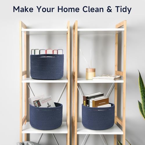 3 Pack Small Rope Storage Baskets, 9.82×9.82×7.1", Navy Blue - Image 5