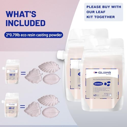 Glizma Refill Pack for Leaf Craft Kit, 0.79lb × 2 Bags, Plaster Casting Powder 360g × 2, Water-Activated Art Plaster, Fast Setting with 40+ Minute Demold Time, Shake-to-Mix Bag Design - Image 2