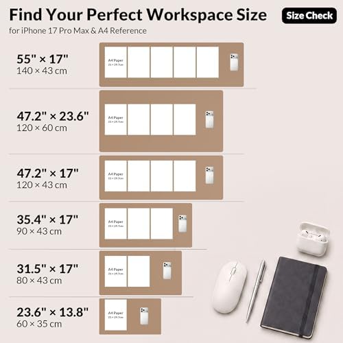 AFIING Cork Desk Mat, Dark Apricot, 35.4" x 17", Desk Pad Protector - Image 6