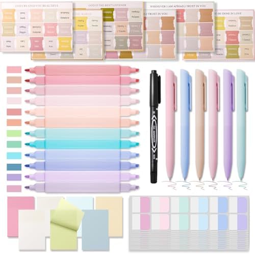 XKDOUS 44 Pcs Bible Study Supplies Journaling Kit, Bible Highlighters, Pale by XKDOUS