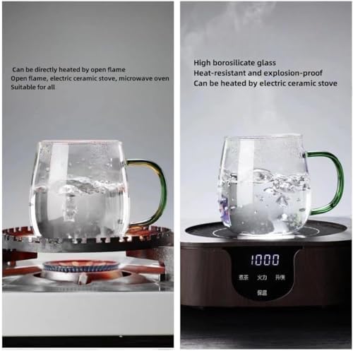 glass coffee mugs set of 6, clear coffee mug，Multi-coloured handles for easy differentiation ，borosilicate coffee glasses with handle16 oz ，Can be used as a gift… - Image 5