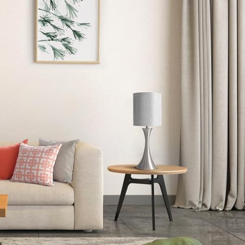 3 Way Touch Control Table Lamp, Dimmable Bedside Desk Lamp with Metal Base Modern Nightstand Lamp Stylish Grey Shade Simple Side Table Lamp for Bedroom, Living Room, Office or Den LED Bulb Included - Image 6