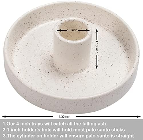 Palo Santo Holder, Ceramic Incense Holder for Palo Santo Sticks, Scent Wood Stand and Ash Catcher, Simple, Sturdy and Well Made Incense Burner, Cozy Speckled White - Image 2