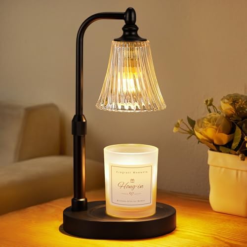 Hong-in Black Candle Warmer Lamp with Timer Dimmable,Birthday Gifts for Women,Adjustable Height Wax Melt Warmer for Jar Candles,House Warming Gifts New Home,Ideal for Office,Bedroom Home Decor by Hong-in