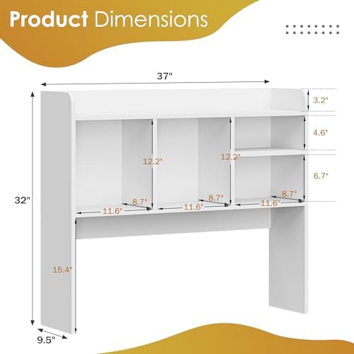 Nova Microdermabrasion Wooden Desktop Bookshelf with 6 Shelves–3-Tier Desk Organizer Hutch for Computer Desk, Home or Office (White) - Image 3