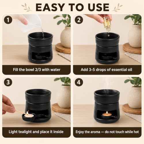 Bighan Tea Light Candle Holder Ceramic Oil Burner Tealight Wax Warmer - Image 5