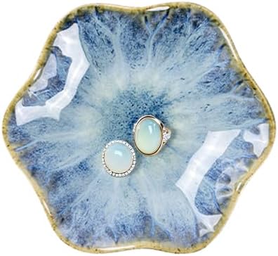 Lotus Leaf Ceramic Jewelry Ring Dish for Women (Rock Green) by Dazuihou