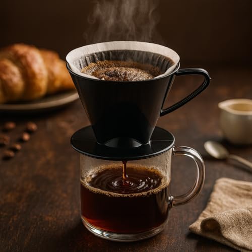 Fino Pour-Over Coffee Brewing Filter Cone, Number 2-Size, Black, Brews 2 to 6-Cups - Image 6