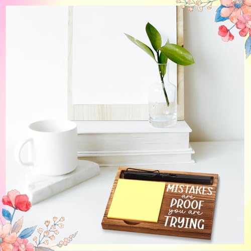FOUGSTA Mental Health Office Gifts for Women, Psychologist Gift, School Counselor Desk Decor, Office Gifts for Therapy, Wooden Notepad Pen Holder With Appreciation Quotes,16.5 x 12 x 1.5 cm,XXN24 - Image 3