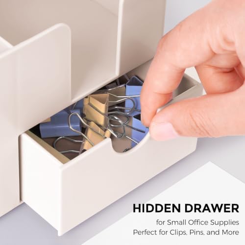 SKYDUE Small Desk Organizer with Sticky Notes Holder,Pen Holder for Desk - Image 3