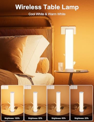 Rechargeable Table Lamp, RGB IC LED Light Bar, 1500 Lumens, APP & Remote Control Bedside Table Lamp with Music Sync, Color Changing Ambient Lighting for Bedside Table Desk Monitor Gaming White - Image 6