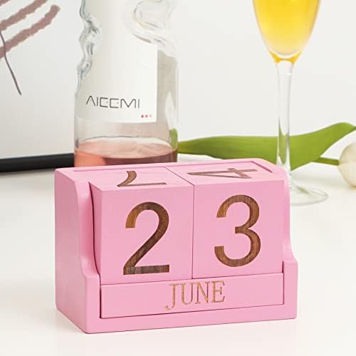 Wooden Perpetual Calendar,Desk Calendar Block,Office Desk Decor Accessories - Image 5