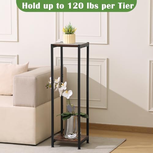 Dipion 40 Inch Tall Plant Stand Indoor,2 Tier Pedestal Stand,Rustic Brown - Image 4