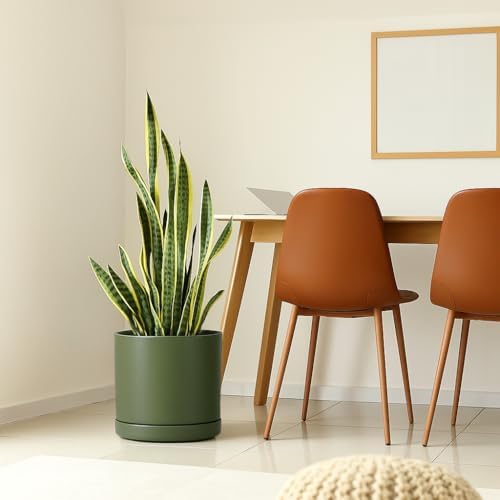 D'vine Dev 12 Inch Ceramic Planter Pot, Olive, 94-O-F-J - Image 5