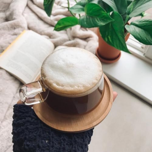 VIVA Classic Glass Coffee Mug or Tea Cup and Saucer Made of Bamboo Wood - 9 oz / 250ml - Perfect for Cappuccinos, Macchiatos, and lattes - Image 4